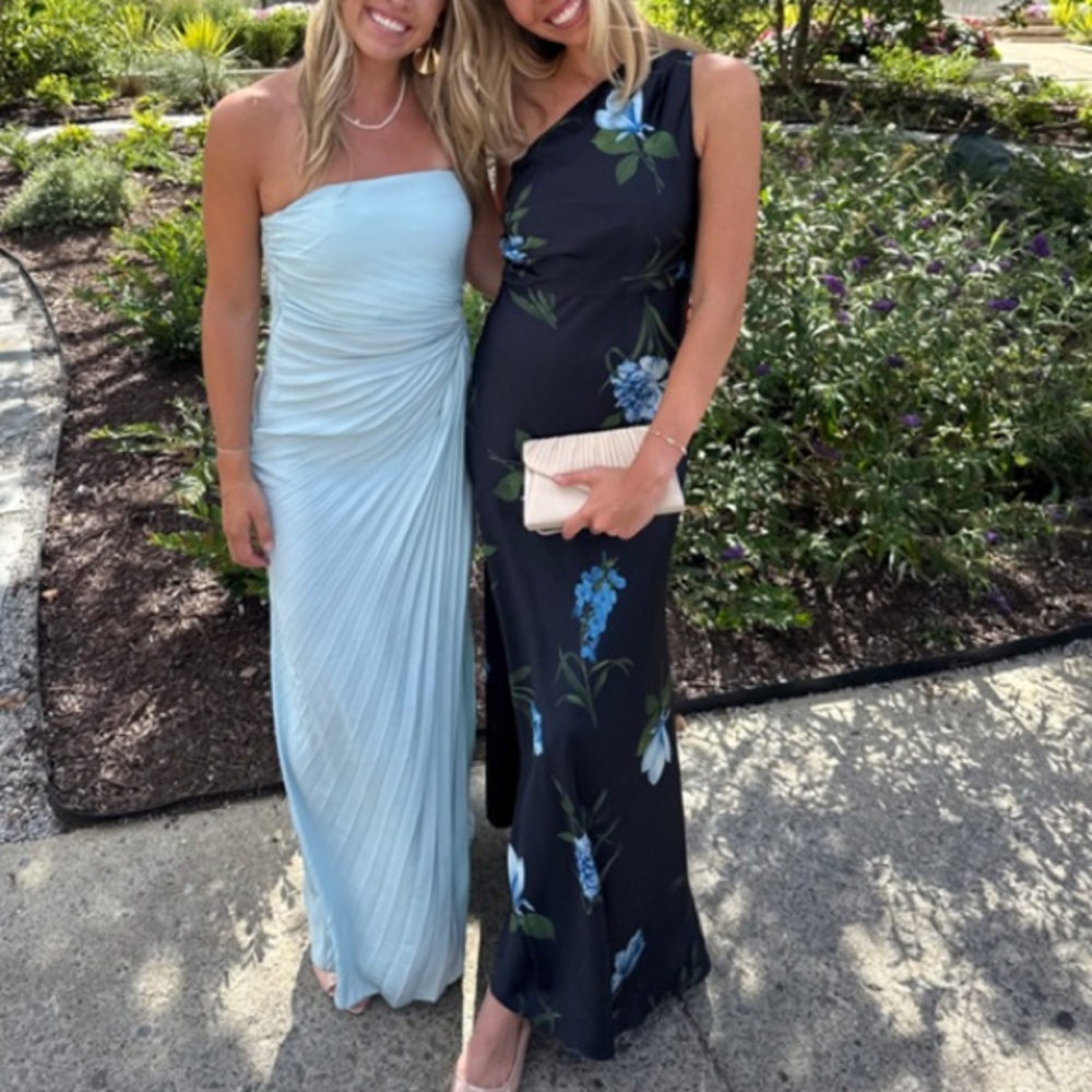 Sachin + Babi One-Shoulder Navy Floral Gown - Picture 2 of 10
